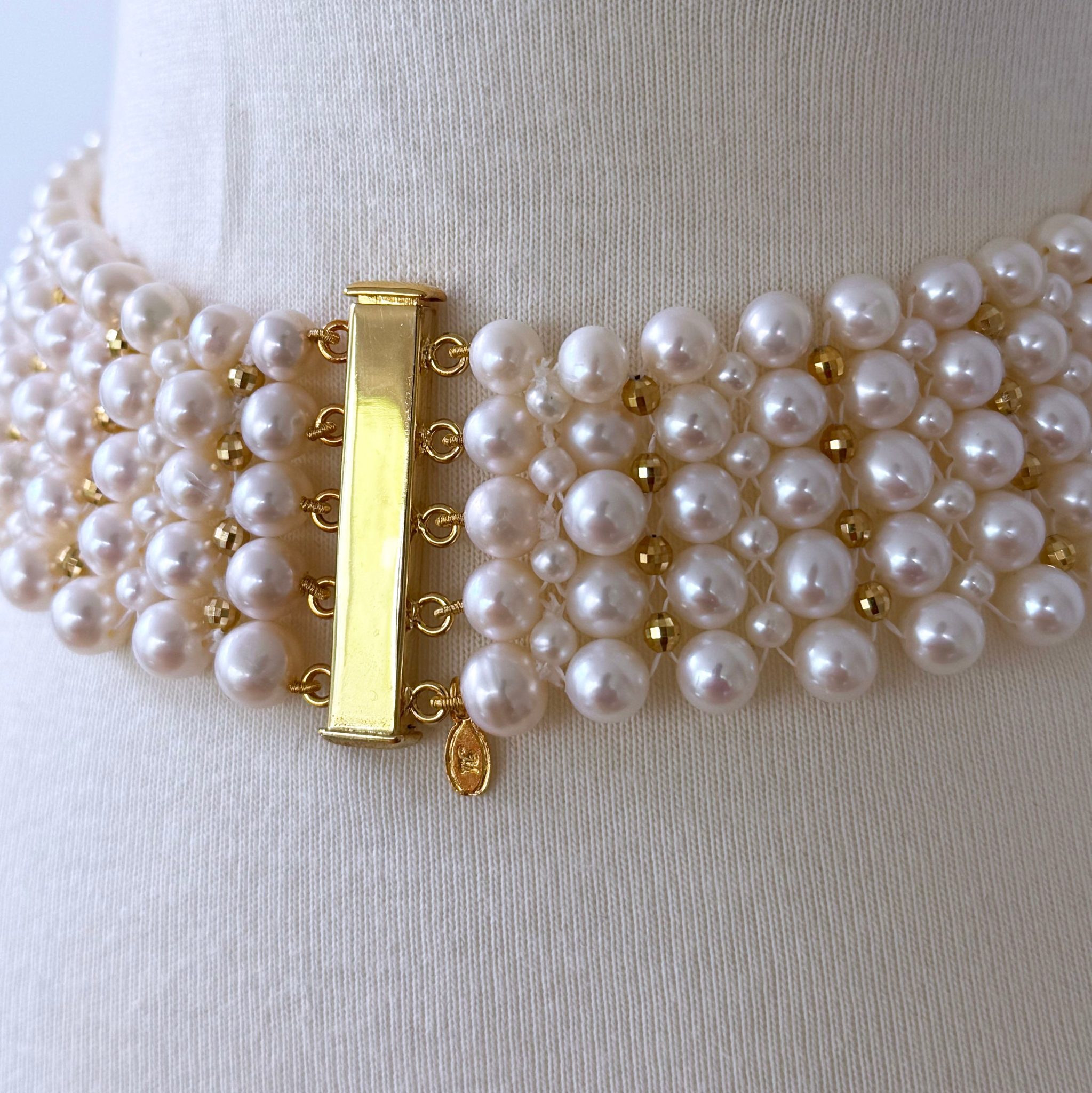Pearl Woven Choker with Vintage Filigree Centerpiece - Image 7