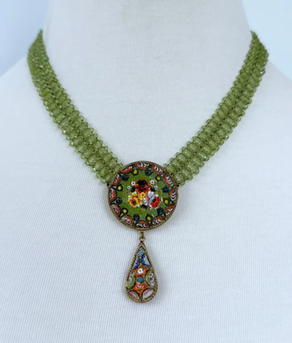 Peridot, Mosaic & 18k Gold Plated Woven Necklace