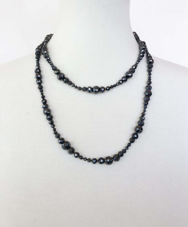 Vintage Black Spinel Beaded "Downtown Abbey" Inspired Necklace