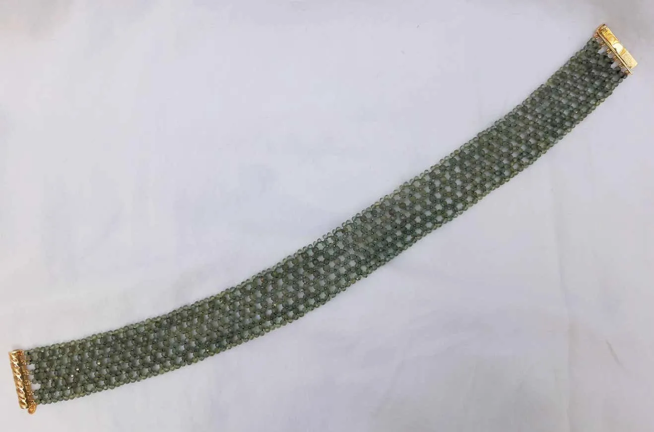 Woven Faceted Green Onyx Choker with Yellow Gold Plated Silver Clasp - Image 3