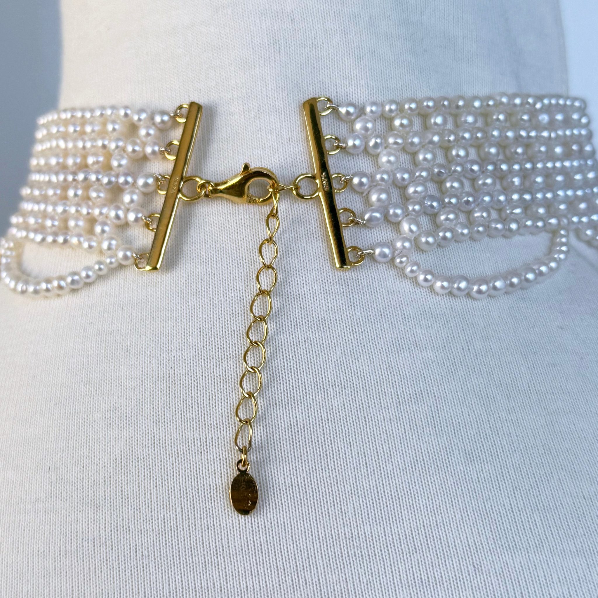 Draped Pearl Woven Choker with Adjustable Clasp - Image 3