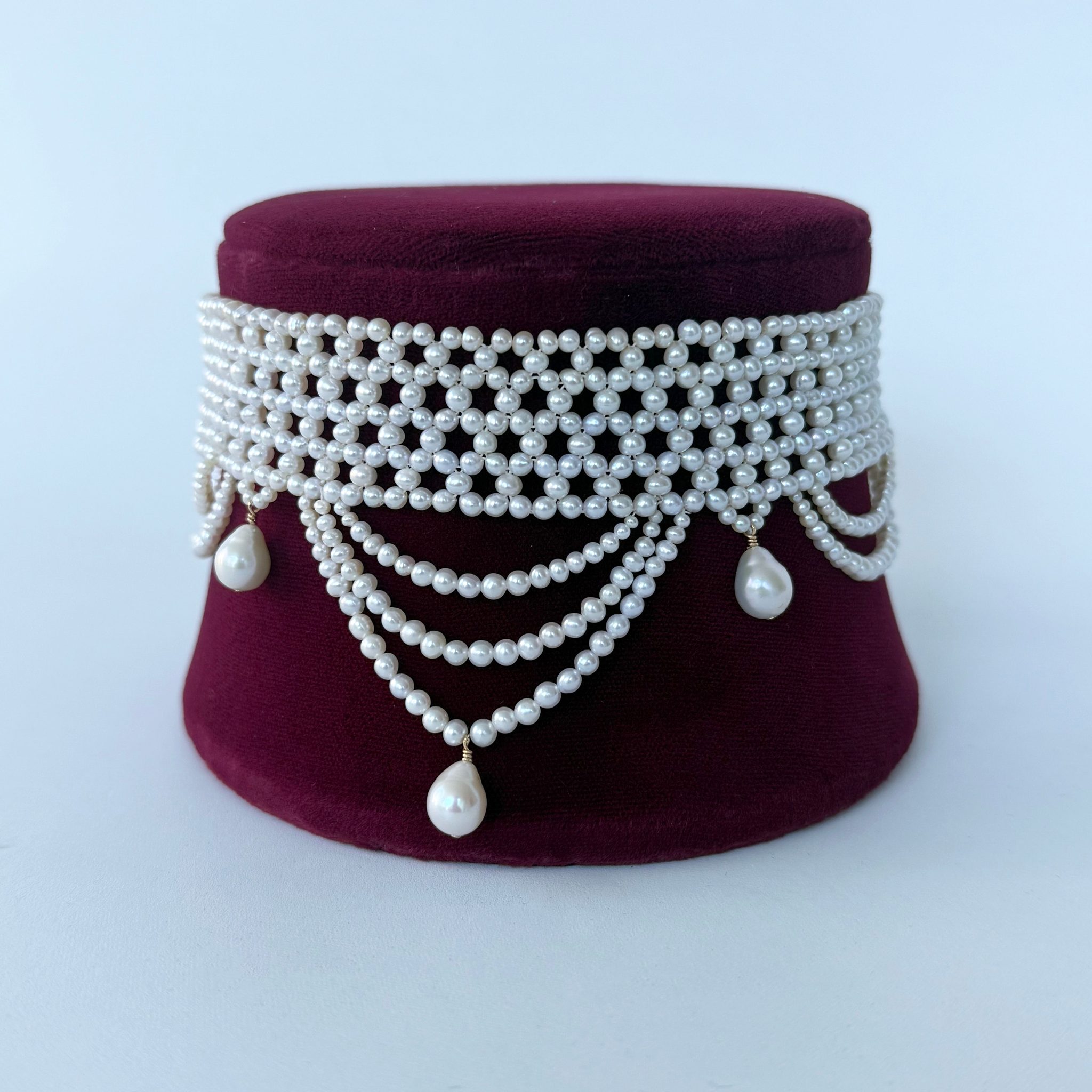 Draped Pearl Woven Choker with Adjustable Clasp - Image 5