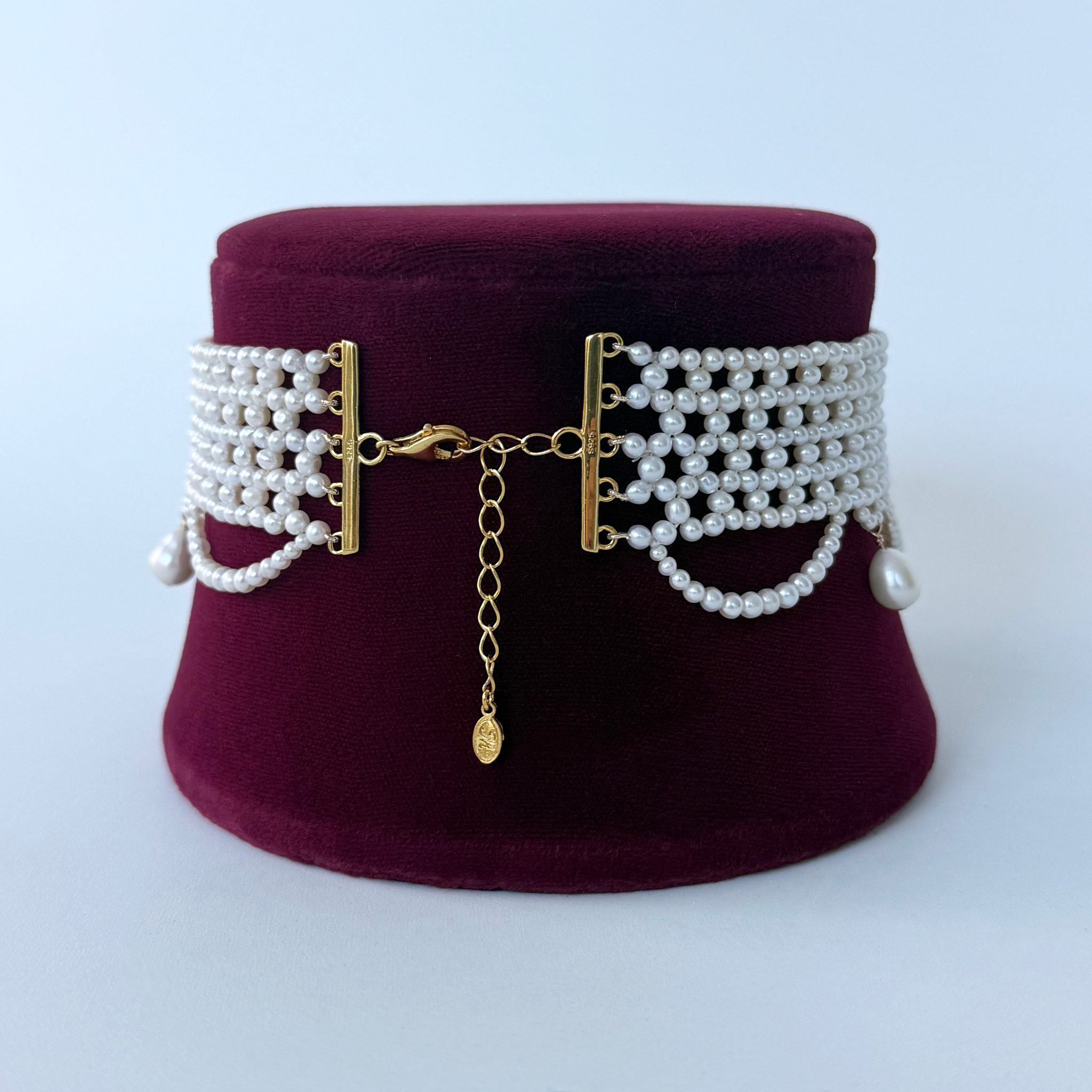 Draped Pearl Woven Choker with Adjustable Clasp - Image 6