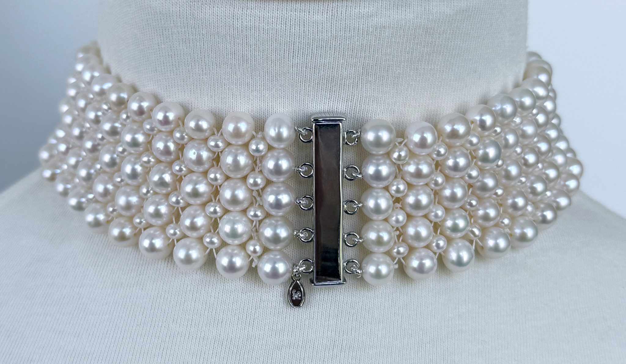 Pearl Woven Choker with Sliding Magnetic Clasp - Image 2